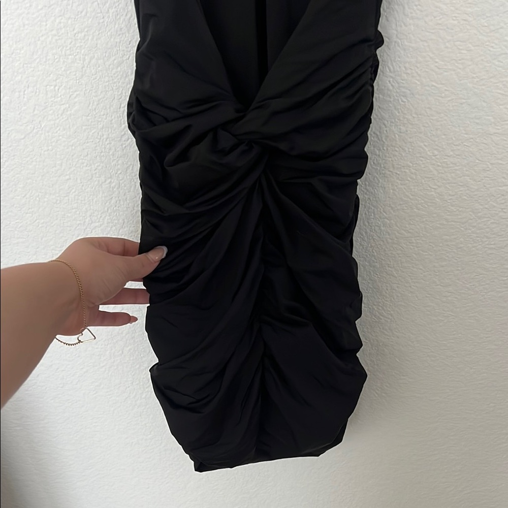 Tiger Mist Black Ruched Mini Dress - Picture 3 of 6